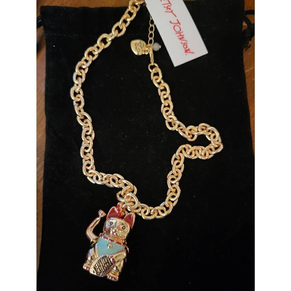 Lucky cat Chinese Betsey Johnson authentic necklace